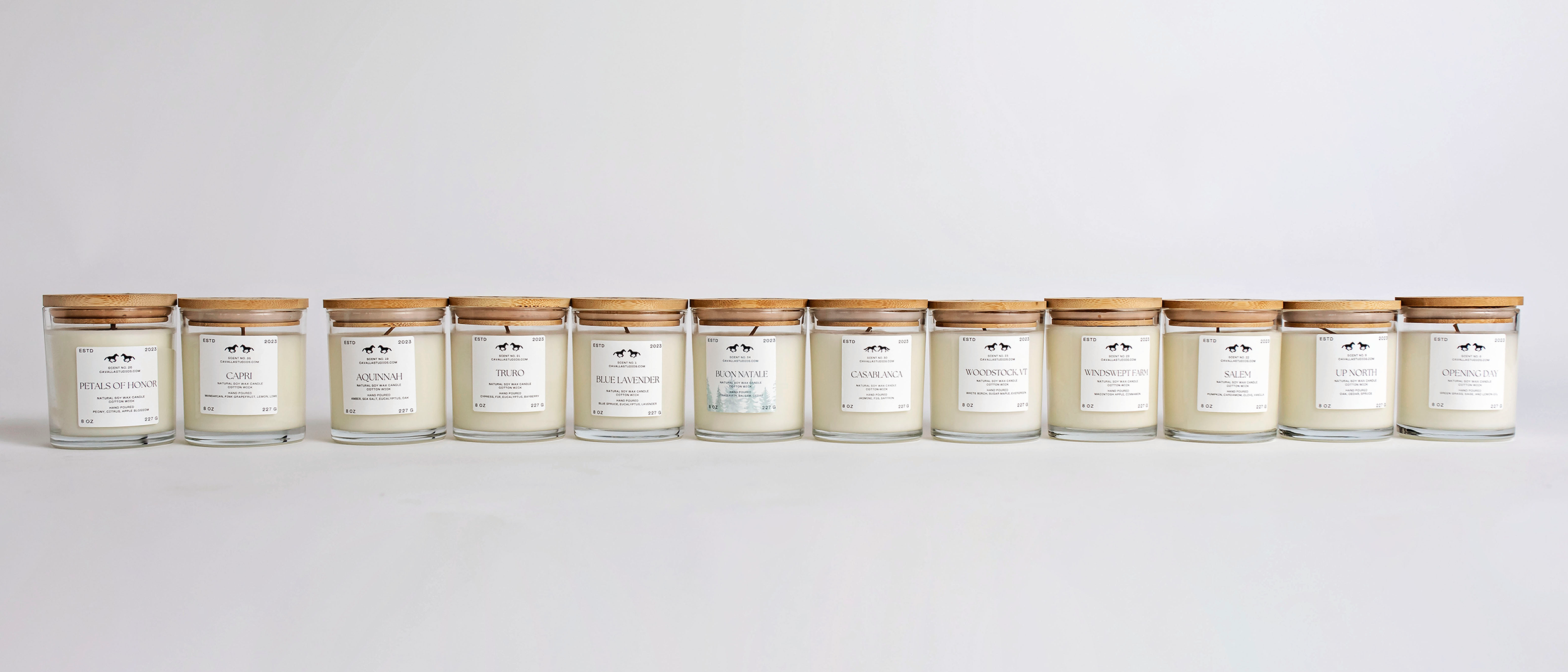 Handcrafted soy candles by Cavalla Studios, showcasing premium fragrances and eco-friendly ingredients 